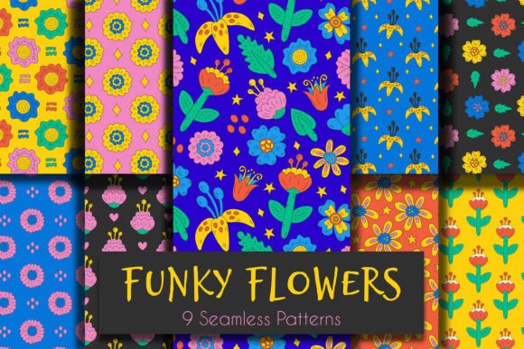 Download Funky Flowers Seamless Patterns - Funky flowers Collection