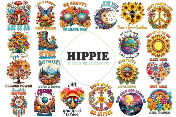 Download Vibrant Hippie Graphics Bundle - Hippie graphics Collection
