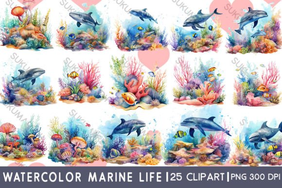 Download Watercolor Marine Life Clipart - Premium Resources