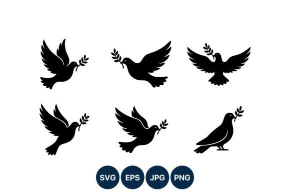 Download Black Dove Olive Branch Silhouettes - Dove Collection