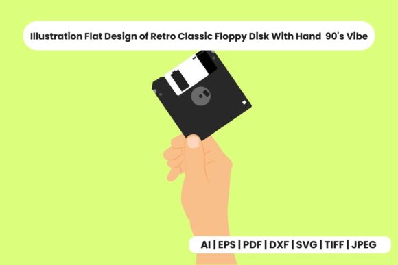 Download Retro Classic Floppy Disk with Hand  90s - 90s Collection