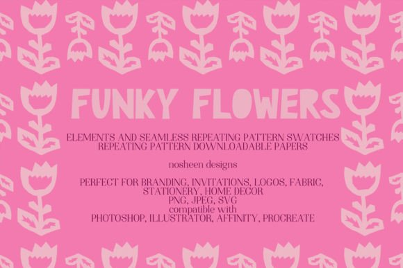 Download Funky Flowers Repeating Pattern Elements - Funky flowers Collection
