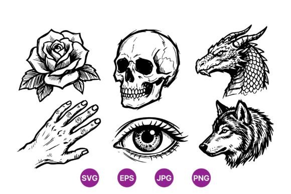 Download Vintage Tattoo Style Clipart Set - Premium Resources