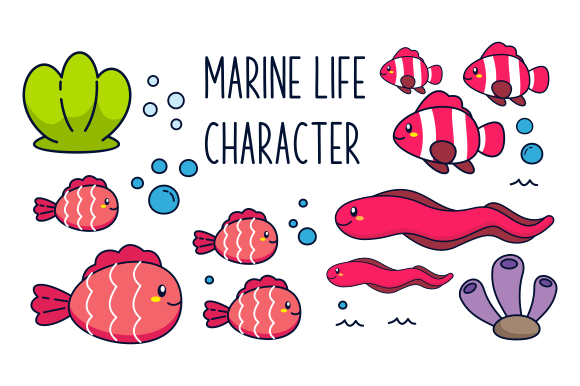 Download Marine Life Vector Cartoon Ocean - Premium Bundle